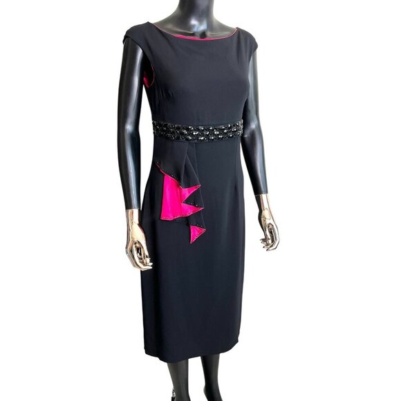 VPD Collection Black Beaded Cocktail Dress Size 46 (US 10) Made In Italy (NWT) - Picture 7 of 12